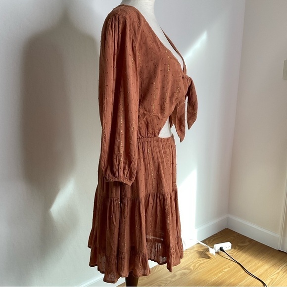 L*Space Stay Golden Mini Dress  in Brown XSmall - Picture 8 of 13
